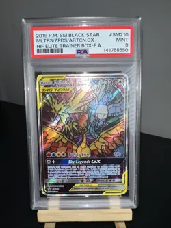 Pokemon TCG Hidden Fates Promo Card Moltres, Zapdos, Articuno GX SM210 PSA 9 - Image 1