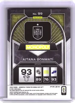 2026 Panini Prizm Monopoly FIFA World Cup #99 Aitana Bonmati Red Prizms - Image 2