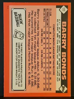 1986 Topps Traded #11T Barry Bonds RC PIRATES - Image 2