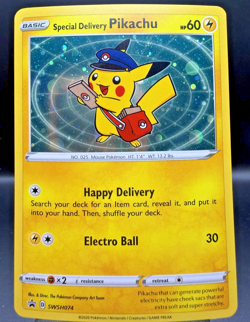 Double Swirl 💫 Pokemon Special Delivery Pikachu SWSH074 SWSH Promo Holo NM - Image 1
