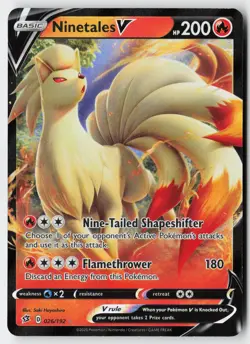Pokemon Ninetales V - 026/192 - Holo V Rare Rebel Clash Holo NM - Image 1