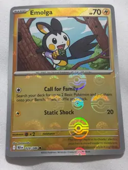 Pokemon TCG Emolga 029/086 Black Bolt (Poke Ball Pattern) - Image 1
