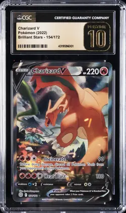 2022 POKEMON BRILLIANT STARS ULTRA RARE #154 CHARIZARD V CGC 10 PRISTINE - Image 1