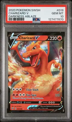 2020 POKEMON SWORD & SHIELD DARKNESS ABLAZE #019 CHARIZARD V PSA 10 - Image 1