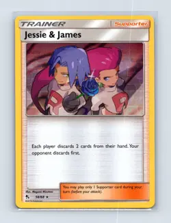 Jessie & James 58/68 Holo Rare Hidden Fates Pokemon Holo Lightly Played - Image 1