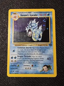 Giovanni's Gyarados Gym Challenge Holo Rare 5/132 Pokemon Card 2000 MP SWIRL 🌀 - Image 1