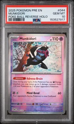 Pokemon Munkidori Prismatic Reverse Poke Ball #044 Graded Card PSA 10 - Image 1