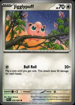 JIGGLYPUFF 076/094 Pokemon Card Phantasmal Flames Near Mint - Image 1