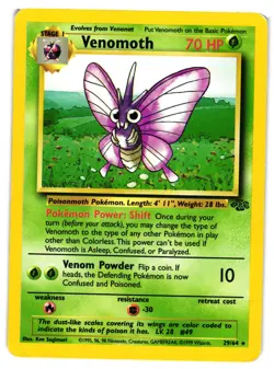 Pokemon TCG Venomoth 29/64 Rare Jungle Unlimited MP - Image 1