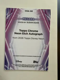 2026 Topps Disney Neon Chrome MEGARA Autograph /50 Susan Egan AUTO Hercules Card - Image 2