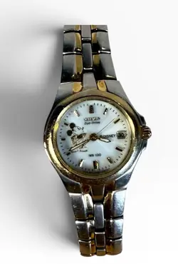 Citizen Eco Drive Disney Mickey Mouse Date Watch Two Tone Women’s MOP Face - Image 1