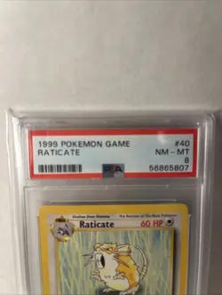 1999 Pokemon Game Raticate #40 Psa 8 - Image 3