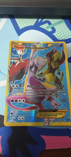 Pokemon Mewtwo EX Full Art Secret Holo Rare Card 163/162 XY Breakthrough NM - Image 1
