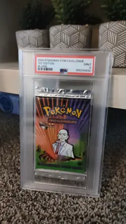 Pokemon Gym Challenge 1st Edition booster pack Blaine Art PSA 9 - Image 1