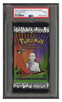 Pokemon Gym Challenge 1st Edition booster pack Blaine Art PSA 9 - Image 3