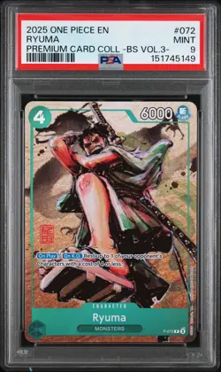 📈2025 ONE PIECE PREMIUM CARD COLLECTION BEST SELECTION VOL.3- #072 RYUMA PSA 9 - Image 1
