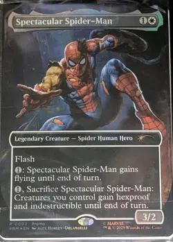 Marvel Legends Spectacular Spider-Man Battle-Damaged Magic Card MTG Spider Human - Image 1