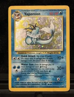 Pokemon TCG Vaporeon 12/64 Holo NO SYMBOL - Image 1