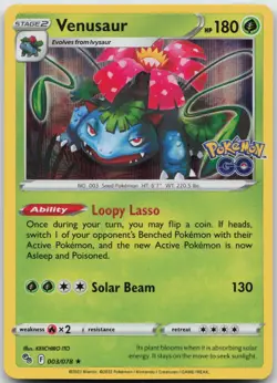 Venusaur 003/078 Holo Rare Pokemon GO Pokemon Holo Lightly Played - Image 1
