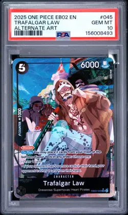 2025 One Piece English Trafalgar Law EB02-045 Alternate Art PSA 10 💎 - Image 1