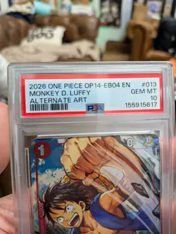 2026 One Piece OP14 EB04 EN Monkey D Luffy Alt Art #13 🔥 PSA 10 - Image 3