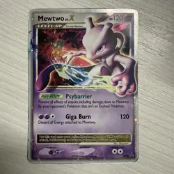 Mewtwo LV.X Dp28 Black Star Promo 2008 Holo Rare Pokemon Card heavily played - Image 1