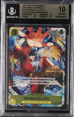 2023 ONE PIECE OP04 PRE-RELEASE WINNER PRIZE #P-036 MONKEY D. LUFFY BGS 10 - Image 1