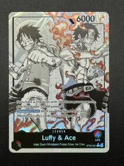 ST30-001 - Luffy & Ace Leader (Alternate Art Parallel - Black/White) - Image 1