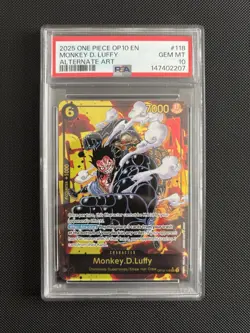 Monkey D Luffy OP10-118 SEC Alt Art One Piece - PSA 10 Gem Mint - Image 1