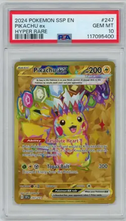 2024 Pokemon Surging Sparks Pikachu EX 247/191 Hyper Rare PSA 10 B - Image 1