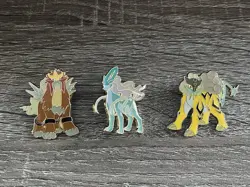 Pokemon Pin Set - Jhoto Legendary Dogs Raikou Entei Suicune - Image 1