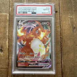 Pokemon TCG Charizard VMAX Darkness Ablaze Full Art Card 020/189, PSA 10 - Image 1