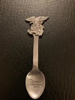 1982 Epcot Center The American Adventure Souvenir Pewter Spoon Walt Disney World - Image 1