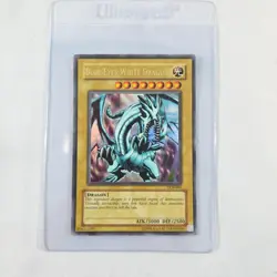 YUGIOH Blue-Eyes White Dragon LOB-001 Original Print Unlimited Lp Odd print line - Image 1