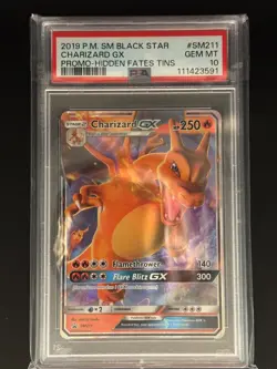 2019 POKEMON SM BLACK STAR PROMO SM211 CHARIZARD GX HIDDEN FATES TINS PSA 10 GEM - Image 2