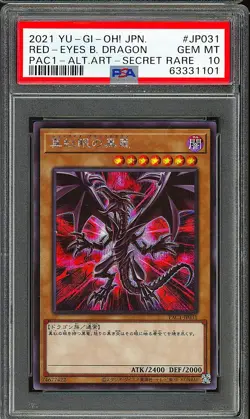PSA 10 - 2021 YU-GI-OH! JPN PAC1-JP031 RED EYES BLACK DRAGON - ALT ART SR - Image 1