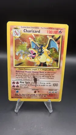 Base Set Charizard 4/102 — Heavy Play — Holo Rare Vintage Pokemon Card — WotC - Image 1