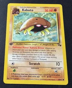 Kabuto 50/62 - 1st Edition Fossil - Common Card - Pokemon TCG - LP/NM - Image 1