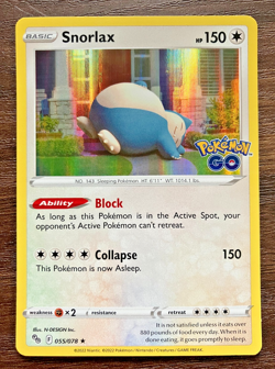 HOLO Snorlax 055/078 - 2022 Pokemon Go Series Rare Card - CLEAN NM - Image 1