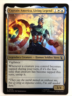 MTG Marvel Super Heroes 0210 Captain America Living Legend Uncommon FOIL - Image 1