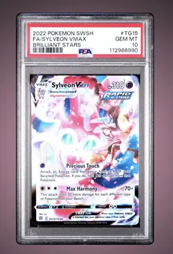 Sylveon VMAX Brilliant Stars Full Art Holo Pokemon Card #TG15 PSA 10 Gem Mint - Image 1
