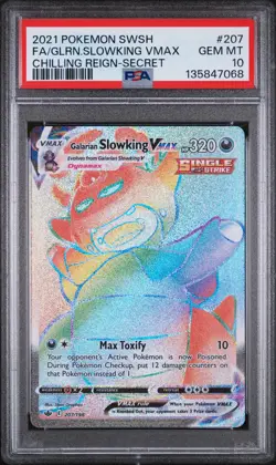 GALARIAN SLOWKING VMAX Pokemon SWSH Chilling Reign #207 Secret Rare PSA 10 - Image 1