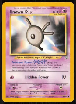 Unown [K] 58/64 Common Neo Revelation Pokemon Unlimited Lightly Played - Image 1