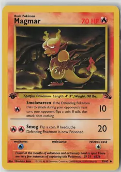 Magmar 39/62 Uncommon Fossil Pokemon 1st Edition Lightly Played - Image 1