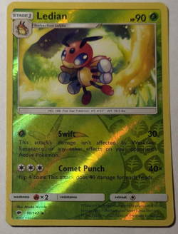 Ledian 10/147 Rare Burning Shadows Pokemon Reverse Holo LP - Image 1