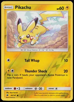PIKACHU 40/147 COMMON BURNING SHADOWS POKEMON REVERSE HOLO NEAR MINT - Image 1