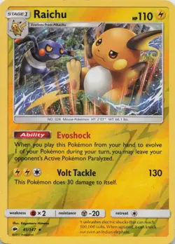 Raichu 41/147 Holo Rare Burning Shadows Pokemon Reverse Holo NM - Image 1