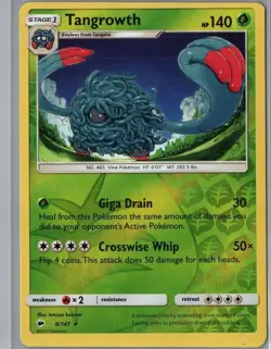 Tangrowth 8/147 Rare Burning Shadows Pokemon Reverse Holo Near Mint - Image 1