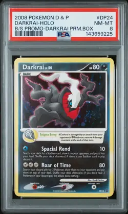 2008 POKEMON DIAMOND & PEARL BLACK STAR PROMO #DP24 DARKRAI-HOLO PSA 8 - Image 1