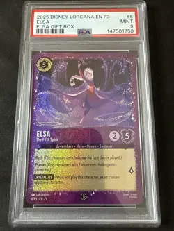 2025 DISNEY LORCANA EN P3-PROMO ELSA GIFT BOX #6 ELSA - THE FIFTH SPIRIT PSA 9 - Image 1